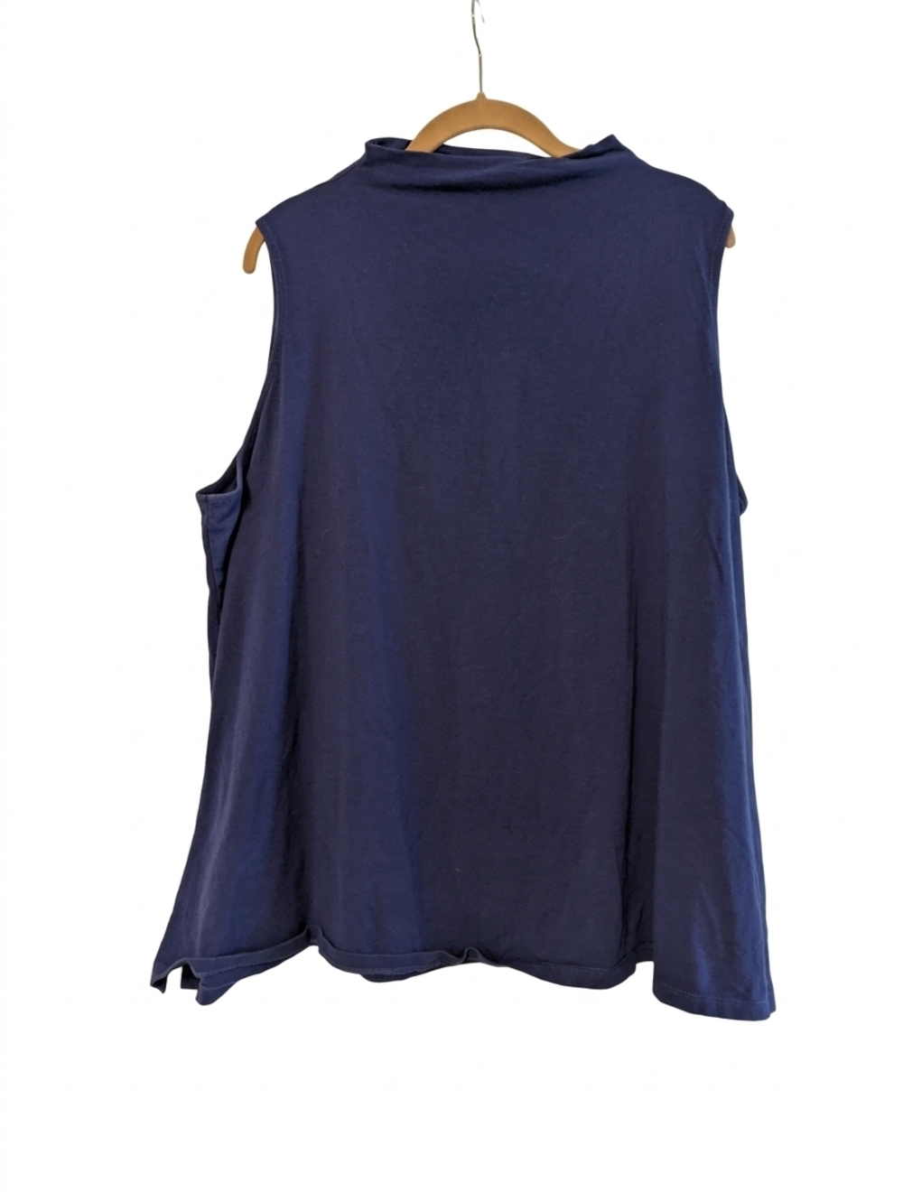 Eileen Fisher 3X Royal Blue Organic Cotton Stretch Mock Neck Sleeveless Top Tank
